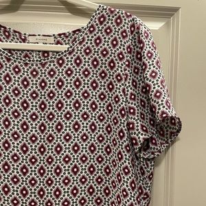 Purple Print Short Sleeve Blouse